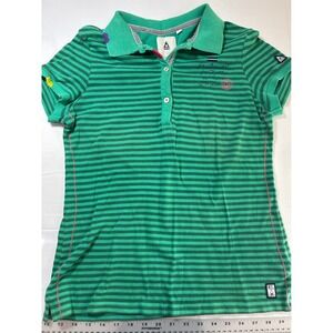 Gaastra Womens Green Striped Nautical Polo Shirt Embroidery Size‎ M Caribbean